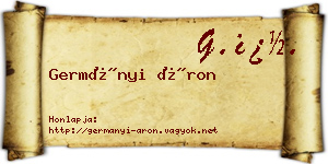 Germányi Áron névjegykártya